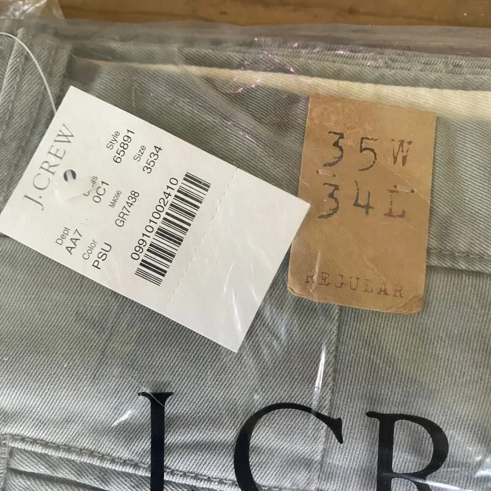 NWT J Crew Broken-In Chinos GRAY New In Package 35 x 34  Preppy Coastal 35/34